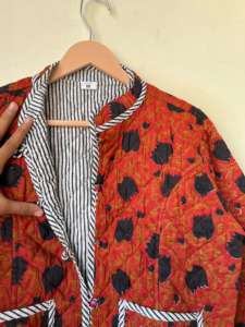 Chaqueta acolchada de algodón para mujer, a rayas Kimono, chaqueta acolchada Vintage hecha a mano, abrigo bohemio, chaqueta de nuevo estilo, regalo para ella - Product Image 3