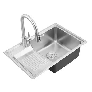 Évier à linge à bol unique de haute qualité avec planche à frotter pour gaucher Modèles en acier inoxydable de 0.75mm d'épaisseur 7545 et 6845 - Product Image 4