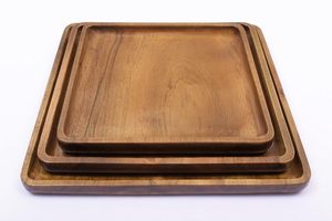 Assiettes à vaisselle en bois massif vente en gros assiette de service de fruits assiette ronde en bois de noyer noir - Product Image 5