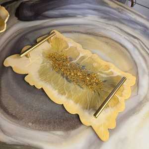 Bandeja de resina para servir recién llegada al por mayor, artículo de cocina chapado de primera calidad, respetuoso con el medio ambiente para platos y té, nuevo diseño 2025 - Product Image 4