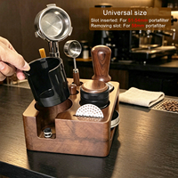Station de tamping universelle pour expresso, support en bois de noyer massif pour tamper à café, compatible avec les poignées de portafiltres de 51 mm, 54 mm et 58 mm
