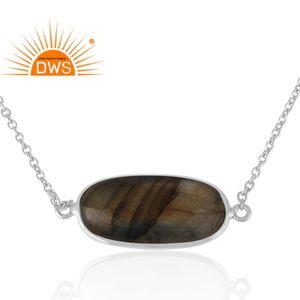 Último diseño de plata esterlina fina labradorita natural colgante de piedras preciosas collar de joyería personalizada fabricante - Product Image 2