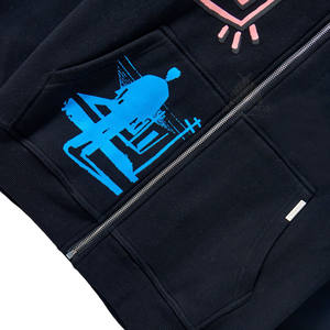 Venta al por mayor 100% algodón de gran tamaño Hoody hombres transpirable pesado GSM algodón mezclado polar con cremallera de cara completa y serigrafía - Product Image 6