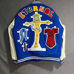 Chaquetas Varsity Bordadas Personalizadas para Hombre, Chaquetas Varsity con Mangas de Cuero para Hombre - Product Image 3