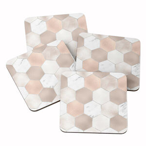 ชุดที่รองแก้วลายหินอ่อนทรงกลมพร้อมที่จับ6ชิ้นถาดรองแก้วชาดีไซน์ใหม่ล่าสุด - Product Image 6