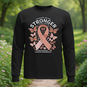 Camiseta de Manga Larga con Lazo Color Durazno para la Concientización sobre el Cáncer Endometrial, Producto Promocional - Product Image 3