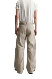 Pantalon cargo ample en denim de coton délavé coupe décontractée, style empilé, 8 poches, pour homme, type charpentier - Product Image 2