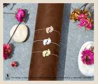 Pulsera Minimalista de Plata de Ley 925 con Baño de Rodio y Oro Vermeil para Niños, con Huella de Bebé, Personalizada, Fina, en Oferta