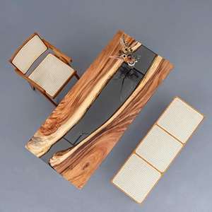 Mesa de Comedor Rectangular de Resina Hecha a Mano de Lujo, Diseño Moderno para Sala de Estar - Product Image 2