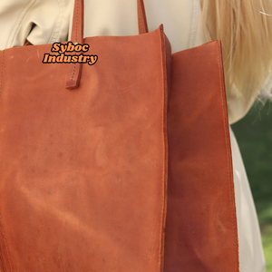 Bolso de mano de cuero tostado genuino para la universidad, bolso de hombro de cuero hecho a mano para mujer con gran capacidad para oficina y viajes - Product Image 3