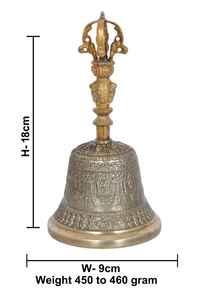 Campana Budista Tibetana Hecha a Mano con Mango de Vajra para Meditación, Oración, Rituales de Templo y Decoración Espiritual - Product Image 3