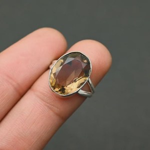 Smoky Quartz Ring Oval Brown Gemstone Sterling <b>Silver</b> Boho Jewelry Handmade Elegant Gift For Women - Product Image 5