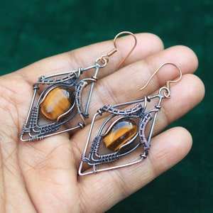 Multi Gemstone Wire Wrapped Earring Wholesale Earring Brass Earring <b>Jewelry</b> Multiple Choice Earring Valentine Day Gift Earring - Product Image 3