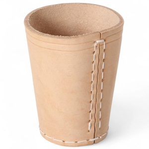 Gobelet à dés en cuir brut vintage fait main avec 6 dés crème pour jeux de table - Product Image 3