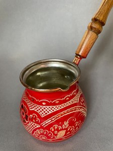 Cafetière turque en cuivre, design magnifique, motif floral rouge, vaisselle, tasse à café, décoration de table pour la maison, la cuisine, le restaurant, l'hôtel, les fêtes - Product Image 3