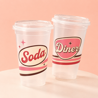 Allwin Packfactory Vente en gros de gobelets en plastique PP transparents réutilisables, incassables et empilables de 12 oz, 16 oz et 20 oz pour les bars à smoothies et les coupes d'açaï