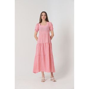 Topshow Fuchsia Striped Long Wholesale Dress - [object Object] - Product Image 3