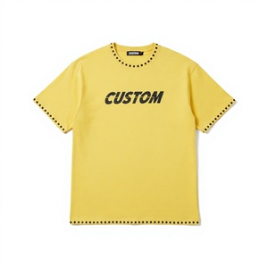 T-shirt pour homme en coton de qualité supérieure, imprimé vintage, avec strass, manches courtes, coupe oversize, pour l'été - Product Image 1