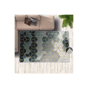 ชุดพรมปูพื้นพิมพ์ดิจิตอลลายรังผึ้งสีฟ้าเทา - Product Image 3