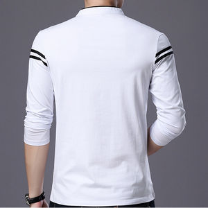 Wholesale High Quality Men Long Sleeve Mandarin Collar T-<b>Shirts</b> Design Button Polo T <b>Shirt</b> - Product Image 2