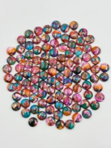 อัญมณีทรงวงรีทรงหลวมทรงกลมขนาด12มม. สำหรับใช้เป็นเครื่องประดับอัญมณีทำจากหอยนางรมหนามเทอร์ควอยซ์ธรรมชาติขนาด AAA + - Product Image 3