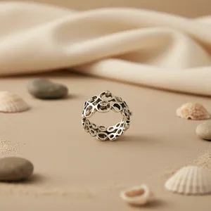 Women's Openwork Ring with Gemstones 925 Silver <b>Fine</b> <b>Brooches</b> Collection - Product Image 3