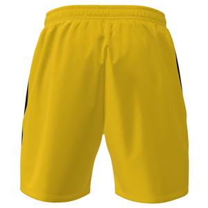 Pantalones Cortos Deportivos de Secado Rápido Personalizados para Hombre, Pantalones Cortos Deportivos Amarillos con Diseño Lateral Negro, Estampado de Número, Características Transpirables - Product Image 4