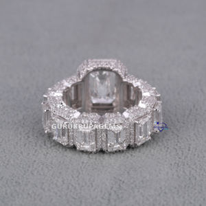 Personalizado completo Moissanite diamante 925 plata esterlina redondo y corte esmeralda accesorios de claridad joyería de moda anillo de Hip Hop - Product Image 4