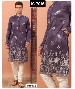 Colección de Ropa Étnica Premium tradicional india para cada ocasión Seda Premium con lentejuelas bordadas Ropa de trabajo para hombres Kurta - Product Image 1