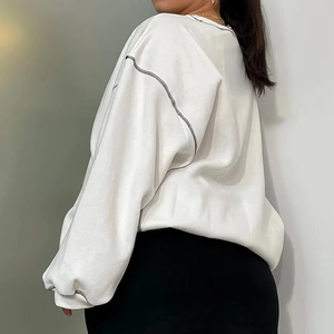 La última sudadera de gran tamaño con logotipo personalizado para mujer, sudadera básica para mujer, sudaderas con capucha con hombros caídos para mujer, cómoda - Product Image 4