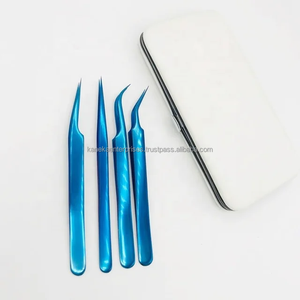 แหนบต่อขนตาสแตนเลสสีน้ำเงิน ขายดี คุณภาพระดับมืออาชีพ ขายส่ง แหนบโค้ง ป้องกันแม่เหล็ก ป้องกันไฟฟ้าสถิต - Product Image 4