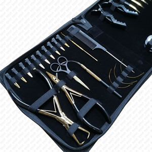 Professional Hair Extension Tool Kit Black & Gold 29 Piece <b>Complete</b> <b>Set</b> for I-Tip Micro Ring & Fusion Extensions - Product Image 6