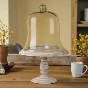 Campana de Cristal Redonda Hecha a Mano con Base de Madera Antiadherente, Herramientas para Pasteles, para Exhibición de Alimentos, Decoración de Mesa para Bodas, Fiestas, Uso en Restaurantes - Product Image 6