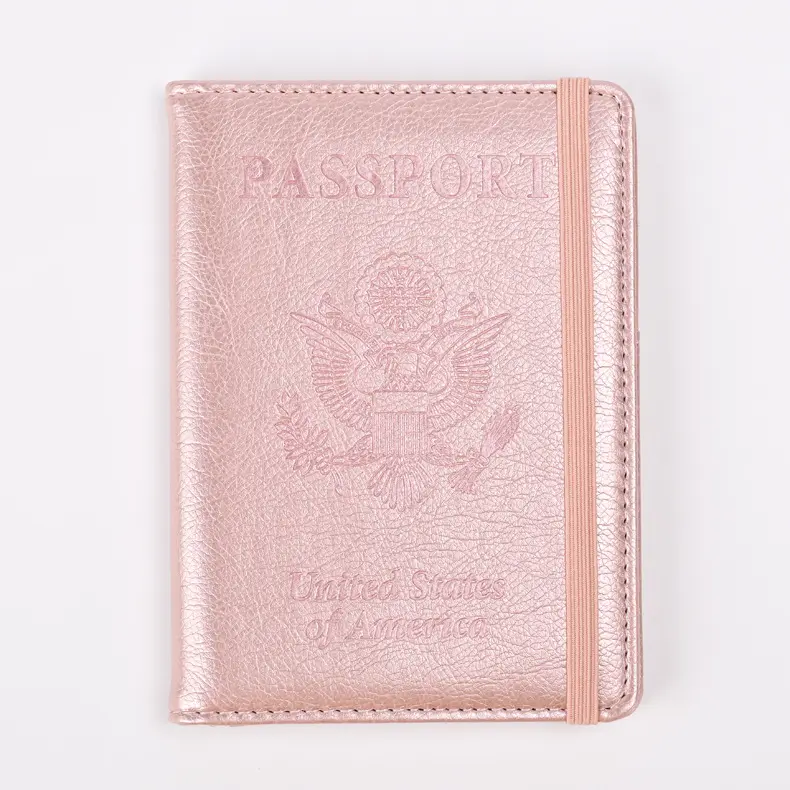 حافظة جواز سفر رخيصة الثمن من جلد البولي يوريثان مع شريط لتعليق المستندات محفظة سفر لحامل جواز السفر للرجال والنساء