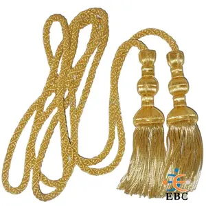 OEM Borlas Bolitas Tassels Gold Wholesale Long Gold Fringe Tassel with Cord Clerical Tassel Bullion Metallic Wire