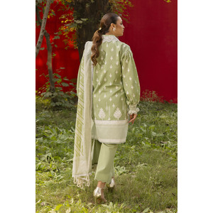 Traje de 3 Piezas para Mujer con Estampado de Laca, Encaje y Dupatta CL-52436 - Product Image 4