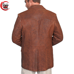 Chaqueta de abrigo Formal de cuero de lujo para hombre con estilo, chaqueta de cuero de vaca genuino hecha de cuero cómodo para hombre - Product Image 2