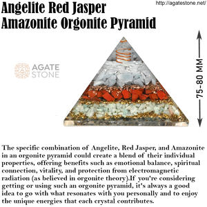 Calmante amazonita Angelita jaspe rojo orgonita pirámide piedras semipreciosas hechas a mano en la India para aliviar el estrés Decoración - Product Image 4