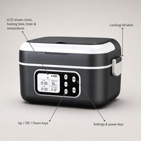 Boîte à lunch chauffante contrôlée par application pour les artisans, chauffe-aliments sans fil 1,5 L, batterie rechargeable 9000 mAh