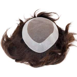 Prótesis de cabello humano al por mayor duradera integrada PU pelo indio encaje tupé Base estilo recto Peluca de cabello humano Remy australiano - Product Image 3