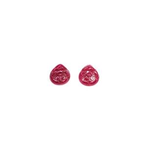 Rubis naturel de Bangkok, pierres précieuses en vrac de luxe, 26,58 carats, poires sculptées en forme de fleur, coupe hexagonale fine, rouge, gris, rose, traitées thermiquement, certifiées IGI - Product Image 2