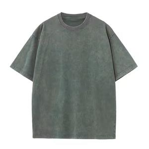 T-shirt vintage sur mesure en coton/fibre de bambou, délavé à l'acide, effet vieilli, coupe oversize, grandes tailles, 220g, logo imprimé éco-responsable pour homme - Product Image 2
