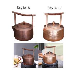 Bouilloire à thé en cuivre massif avec poignée ergonomique, finition martelée épaisse, théière - Product Image 4