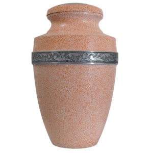 Urnas de cremación para adultos de aluminio clásico superior con diseño de flores y esmalte de color azul marino terminado para cenizas. - Product Image 4