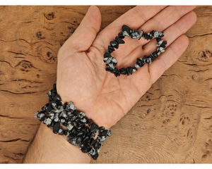Bracelet en obsidienne flocon de neige sculptée, pierre naturelle tendance, cristal de guérison, éclats de gravier, porte-bonheur pour hommes et femmes - Vente chaude - Product Image 1