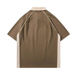 Polos de golf acanalados de algodón y poliéster de fábrica, camisas de cuello de solapa con bloque de color bordado con logotipo personalizado de gran tamaño - Product Image 6