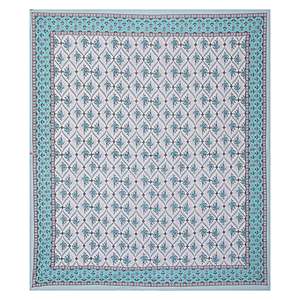 Parure de lit double 3 pièces imprimée florale bleu turquoise avec 2 taies d'oreiller et drap plat pour usage domestique, fonction massage ADB1460 - Product Image 4