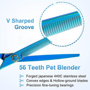 Ciseaux amincissants de toilettage professionnels pour animaux de compagnie pour chiens et chats lames en acier inoxydable poignée confortable pour les toiletteurs - Product Image 4