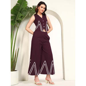 Deebaco Women's 2 Piece <b>Knitted</b> <b>Set</b> V-Neck Sleeveless Geometric Waistcoat and Ankle Length Pant Casual Spring Summer Co-Ord <b>Set</b> - Product Image 5