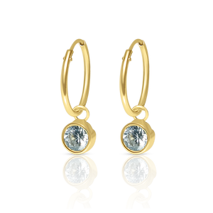 Boucles d'oreilles créoles en or massif 9K avec zircone (disponibles en 10K, 14K, 18K) pour femmes, enfants et jeunes enfants, fabrication espagnole - Product Image 2